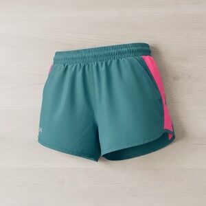 Under Armour Teal Athletic Shorts with Pink Panels